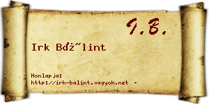 Irk Bálint névjegykártya